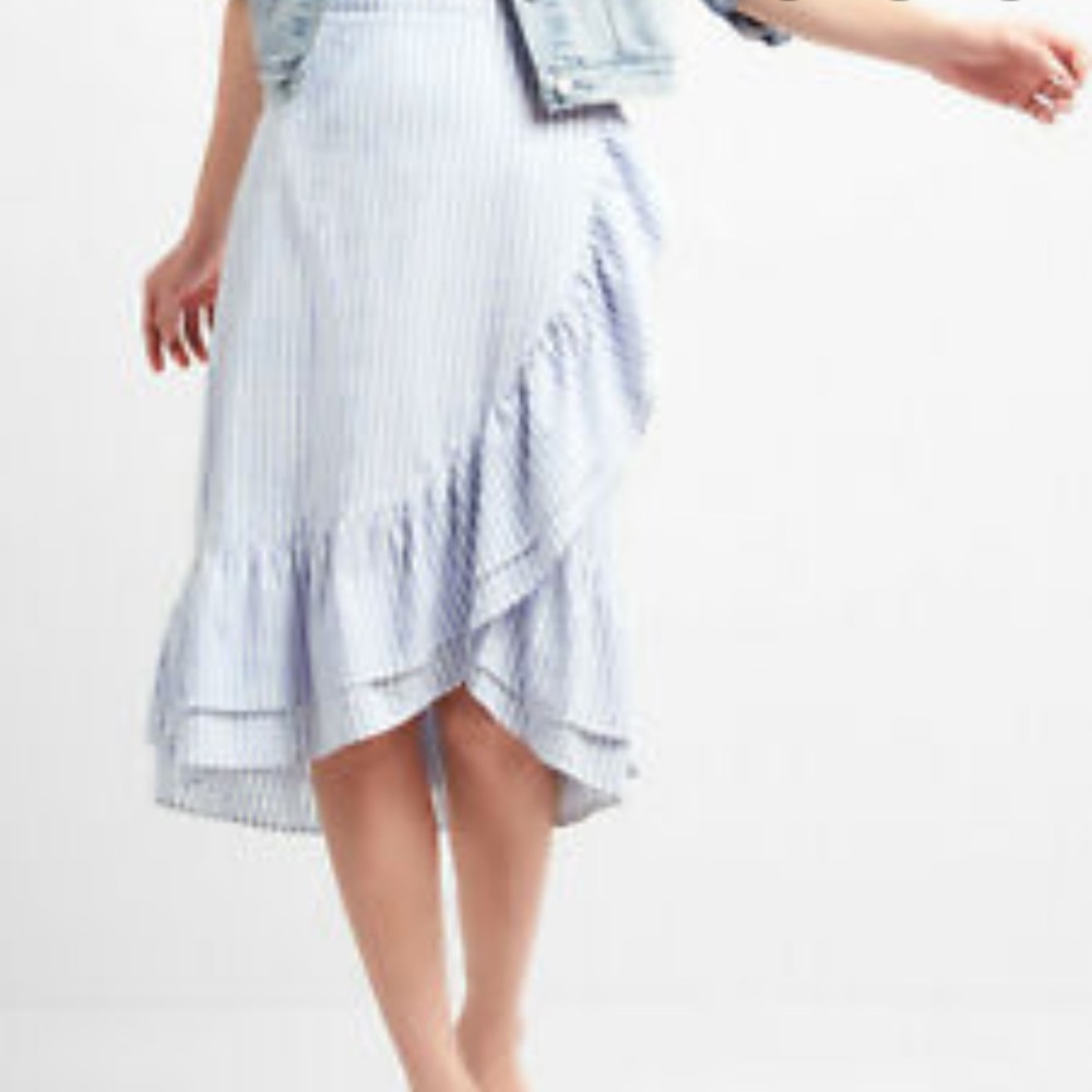 High waist stripe ruffle skirt